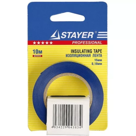 Изолента, STAYER Profi 12292-B-15-10, ПВХ, на карточке, 15мм х 10м х 0,18мм, синяя 12292-B-15-10 купить в Ноябрьске