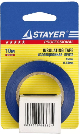 Изолента, STAYER Profi 12292-B-15-10, ПВХ, на карточке, 15мм х 10м х 0,18мм, синяя 12292-B-15-10 купить в Ноябрьске