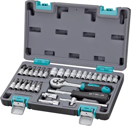 Набор инструментов,  1/4  CrV пластиковый кейс 29 предметов STELS 14100 купить в Ноябрьске