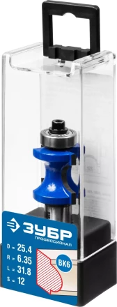 ЗУБР 25.4 x 31.8 мм, радиус 6.3 мм, фреза полустержневая с подшипником, Профессионал (28722-25.4) купить в Ноябрьске