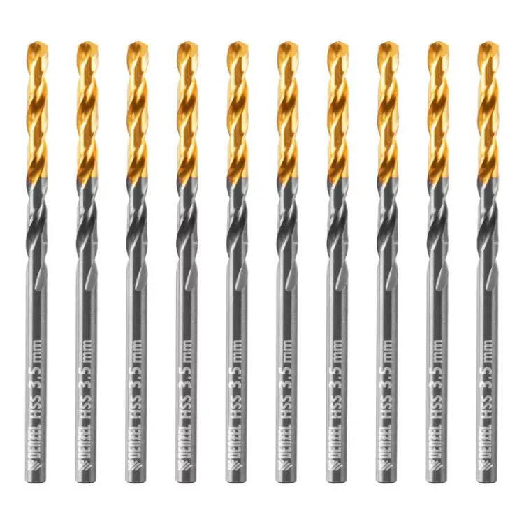 Сверло по металлу, 3,5 мм, HSS-Tin, Golden Tip, 10 шт. Denzel 717207 купить в Ноябрьске