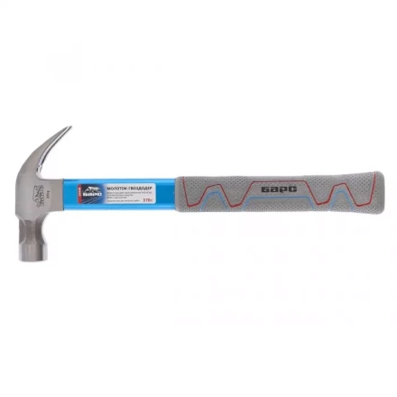 Молоток-гвоздодер 370г боек с магнитом фибергласовая обрезиненная рукоятка алюминиевая защита БАРС 10448 купить в Ноябрьске