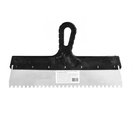 Шпатель  из нержавеющей стали 350 мм зуб 6 х 6 мм пластмассовая ручка 85141 купить в Ноябрьске