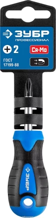 Отвертка ЗУБР &quot;МАСТЕР&quot;, хром-ванадиевая сталь, эргономичная двухкомпонентная рукоятка, PH № 2-150мм 25232-2-15 купить в Ноябрьске