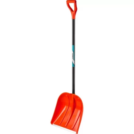 Лопата снеговая пластиковая с алюминиевой планкой, с алюминиевым черенком и V-ручкой, 410мм, оранжевая, СИБИН 421845 421845 купить в Ноябрьске