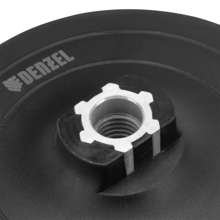 Тарелка опорная для дрели и УШМ с липучкой, 150 мм, твердая, с адаптером c М14 на d8 Denzel 76255 купить в Ноябрьске