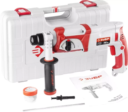 Перфоратор ЗУБР SDS-plus, реверс, 3 Дж, 0-1100 об/мин, 0-4500 уд/мин, 780Вт, кейс ЗП-780ЭК купить в Ноябрьске