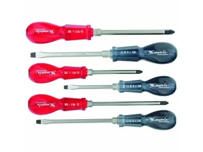 Набор ударных отверток 6штук PH1x75 PH2x100 PH3x150 SL5x75 SL6x100 SL8x150 CrV MATRIX 19113 купить в Ноябрьске