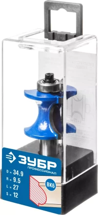 ЗУБР 34.9 x 29 мм, радиус 9.5 мм, фреза полустержневая с подшипником, Профессионал (28722-34.9) купить в Ноябрьске