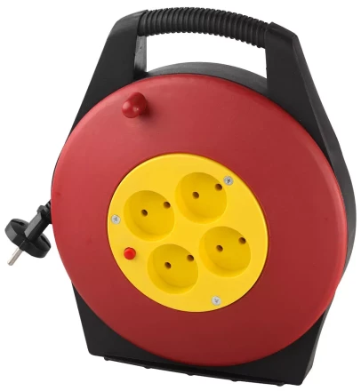 Удлинитель электрический на катушке, евро, 4 гнезда, 10м, СВЕТОЗАР SV-55071-10 купить в Ноябрьске