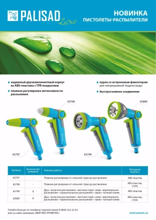 Пистолет-распылитель Palisad, регулируемый, с курком, Luxe 65797 купить в Ноябрьске