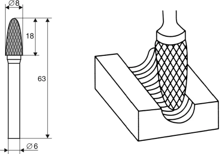 Борфреза Аркоподобная закругленная F 6х8 Энкор 21708 купить в Ноябрьске