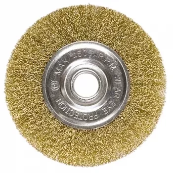 Щетка для УШМ, 175 мм, посадка 22,2 мм, плоская, латунированная витая проволока MATRIX 74666 купить в Ноябрьске