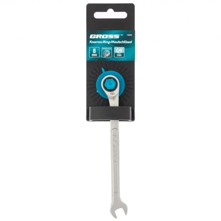 Ключ комбинированный трещоточный 8 мм количество зубьев 100 Gross 14846 купить в Ноябрьске