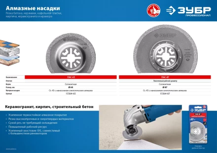 ЗУБР ПАС-87 UniLock, 87 мм, OIS-хвост., насадка сегментная, Профессионал (15564-87) купить в Ноябрьске