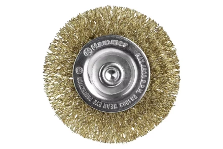 Кордщетка HAMMER плоская 63мм для дрели гофрированная латунированная сталь (207-206) купить в Ноябрьске