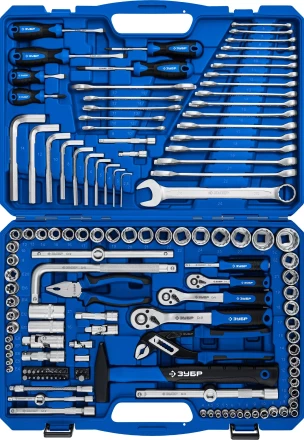 ЗУБР Универсал-142, 142 предм., (1/2+ 3/8+ 1/4), универсальный набор инструмента, Профессионал (27670-H142) купить в Ноябрьске