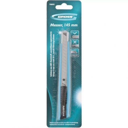 Нож 145 мм корпус ABS-пластик выдв. сегм. лезвие 9 мм SK-5 метал. направляющая GROSS 78895 купить в Ноябрьске