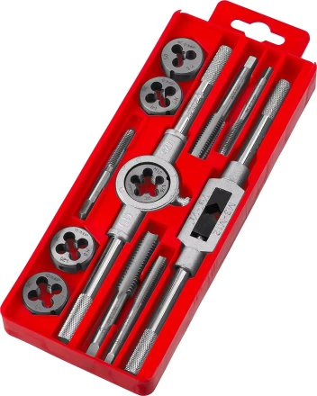 Набор ЗУБР &quot;МАСТЕР&quot; с металлореж. Инстр., метчики однопроходные и плашки М6-М12, оснастка - в пластиковом боксе, 12пред. 28121-H12 купить в Ноябрьске