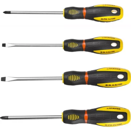 Набор STAYER &quot;PROFESSIONAL&quot; &quot;PROTech&quot;: Отвертки, Cr-Mo, эргономичная двухкомпонентная рукоятка, 4шт 25133-H4_z02 купить в Ноябрьске