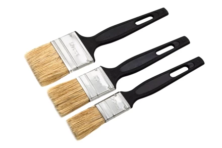 Набор кистей флейцевых 3 шт. (25 мм, 35 мм, 50 мм), натуральная щетина, пластиковая ручка Сибртех 82507 купить в Ноябрьске