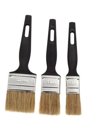 Набор кистей флейцевых 3 шт. (25 мм, 35 мм, 50 мм), натуральная щетина, пластиковая ручка Сибртех 82507 купить в Ноябрьске