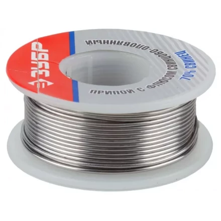 Припой ЗУБР оловянно-свинцовый, 30% Sn / 70% Pb, 100гр 55422-100 купить в Ноябрьске