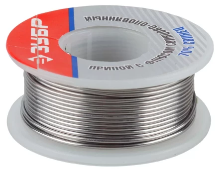 Припой ЗУБР оловянно-свинцовый, 30% Sn / 70% Pb, 100гр 55422-100 купить в Ноябрьске