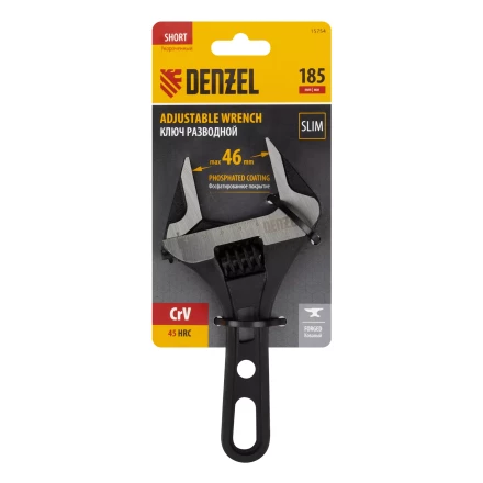Ключ разводной 185 мм Denzel 15754, CrV, кованый, укороченная рукоятка купить в Ноябрьске