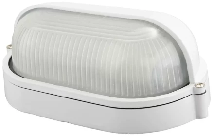 Светильник уличный СВЕТОЗАР влагозащищенный с верхним защитным кожухом, овал, цвет белый, 60Вт SV-57211-W купить в Ноябрьске