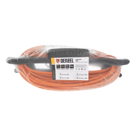 Удлинитель-шнур силовой Denzel Garden Series, ПВС, 20м, 1 розетка 3 x 1,5 мм, 3 м 37408 купить в Ноябрьске