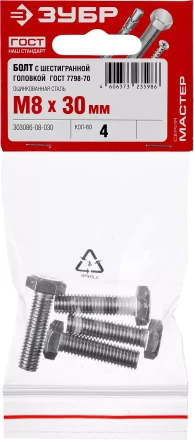 Болты ГОСТ 7798-70 (аналог DIN 933) с шестигранной головкой пакет серия МАСТЕР купить в Ноябрьске