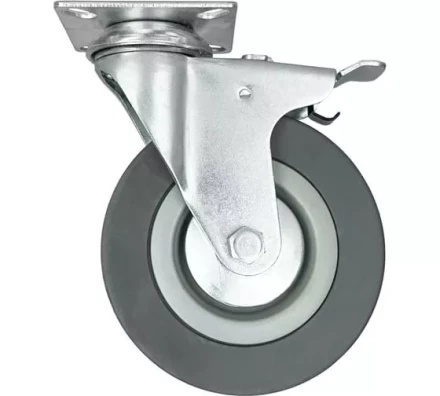 Аппаратное поворотное колесо с тормозом HITCH 100*25 резина серая SCgb42 (SZ084838) купить в Ноябрьске