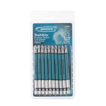Набор бит Pz2 х90, сталь S2, 10шт GROSS 11201 купить в Ноябрьске