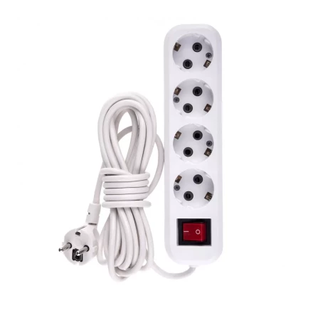 Удлинитель бытовой с заземлением и выключателем 5 м 4 розетки 10 A серия УХз10 Denzel 95978 купить в Ноябрьске