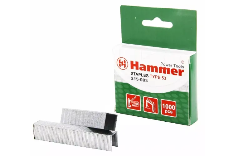 Скобы для степлера HAMMER 215-003 14мм, тип 53, 1000 шт. купить в Ноябрьске