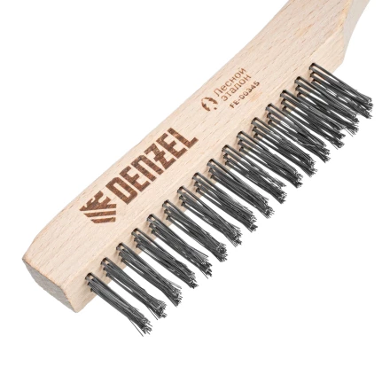 Щетка зачистная 3-х рядная, прямая проволока из нержавеющей стали с деревянной ручкой, EFP// Denzel 74843 купить в Ноябрьске