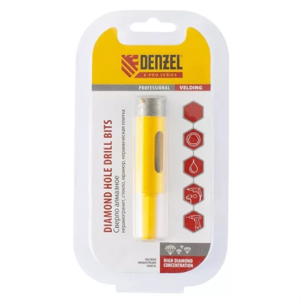 Сверло алмазное по керамограниту 18мм мокрое резание трёх гранный хвостовик DENZEL 72678 купить в Ноябрьске