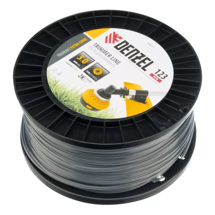 Леска для триммера двухкомпонентная круглая, 3,0мм х 123м, на DIN катушке EXTRA CORD// Denzel 96810 купить в Ноябрьске