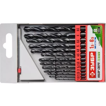 Набор ЗУБР &quot;ТЕХНИК&quot;: Свёрла по металлу парооксидированных, быстрорежущая сталь, 1,5-6,5мм, 13шт 4-29605-H13 купить в Ноябрьске