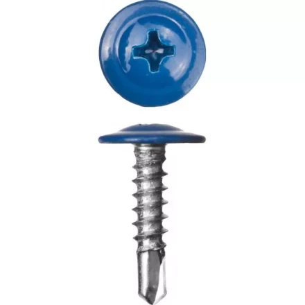 Саморезы ЗУБР с прессшайбой и сверлом по листовому металлу до 2мм, окрашенные в RAL-5005, PH2, 4,2х16мм, 500шт 300211-42-016-5005 купить в Ноябрьске