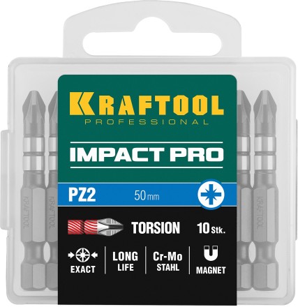 Биты для ударных шуруповертов KRAFTOOL Impact Pro PZ 26193-2-50-S10 купить в Ноябрьске