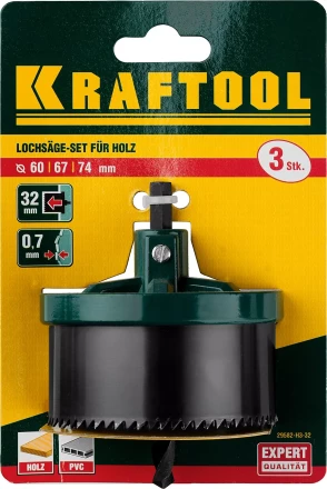 Пила сегментная наборная KRAFTOOL по дереву, 3 полотна: 60-67-74x32 мм 29582-H3-32 купить в Ноябрьске