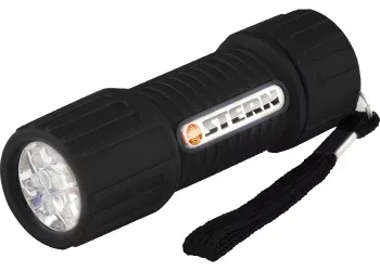 Фонарик светодиодный, чёрный корпус с мягким покрытие, 9Led, 3хААА, Stern 90510 купить в Ноябрьске