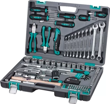 Набор инструментов 1/2  1/4 CrV пластиковый кейс  98 предметов STELS 14111 купить в Ноябрьске