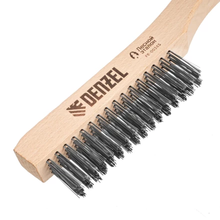 Щетка зачистная 4-х рядная, прямая проволока из нержавеющей стали с деревянной ручкой, EFP// Denzel 74844 купить в Ноябрьске