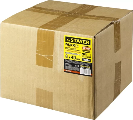 Дюбель-гвоздь полипропиленовый, потайный бортик, 6 x 40 мм, 2500 шт, STAYER Master 30640-06-040 30640-06-040 купить в Ноябрьске
