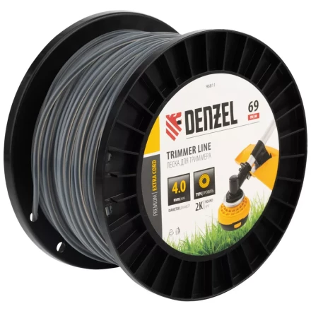 Леска для триммера двухкомпонентная круглая, 4,0мм х 69м, на DIN катушке EXTRA CORD// Denzel 96811 купить в Ноябрьске