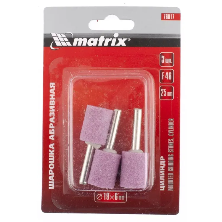 Шарошка абразивная цилиндр 10 x 20 x 3 мм F80 3 штуки MATRIX 76018 купить в Ноябрьске