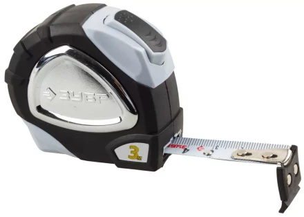 Рулетка ЗУБР &quot;ЭКСПЕРТ&quot; &quot;ПРЕМИУМ&quot;, двухкомпонентный корпус, автостоп, полотно с нейлоновым напылением, 3 м / 16 мм 34050-03-16_z01 купить в Ноябрьске